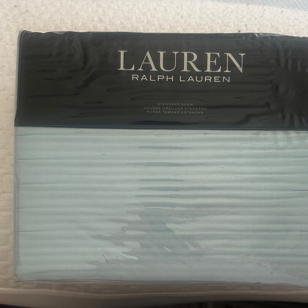 Lauren Ralph Lauren Pale Blue Standard Sham with Subtle Ribbing